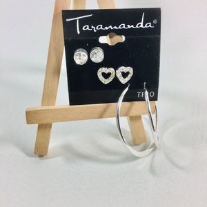 Trio of silver plated earrings